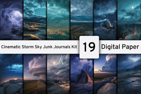 Download Cinematic Storm Sky Junk Journals Kit - Storm Collection