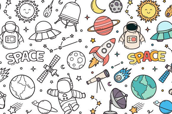 Download Space Doodle Hand Drawn Vector Clip Art - Vector clip art Collection