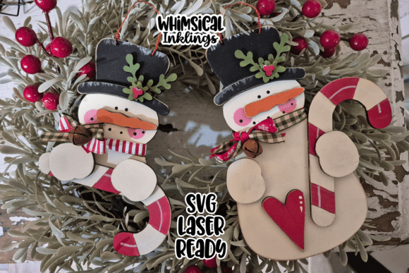 Download Candy Cane Snowmen Laser SVG Ornaments - Premium Resources