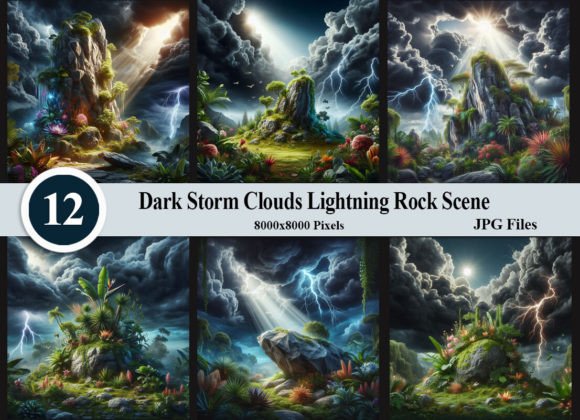 Download Dark Storm Clouds Lightning Rock Scene - Storm Collection